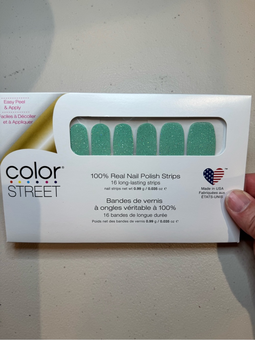 Color Street Glitter Mint Green Nail Polish Strips - In the Mist - NIB